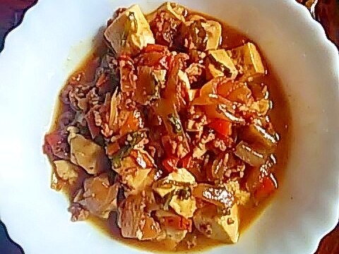 豆腐ミニトマト玉ねぎのオイスター醤油煮